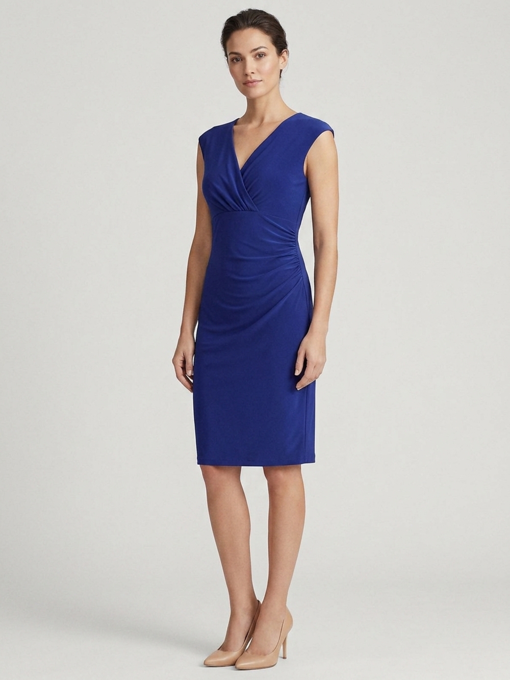 Ralph Lauren royal blue faux‑wrap sheath dress, women’s size 8
